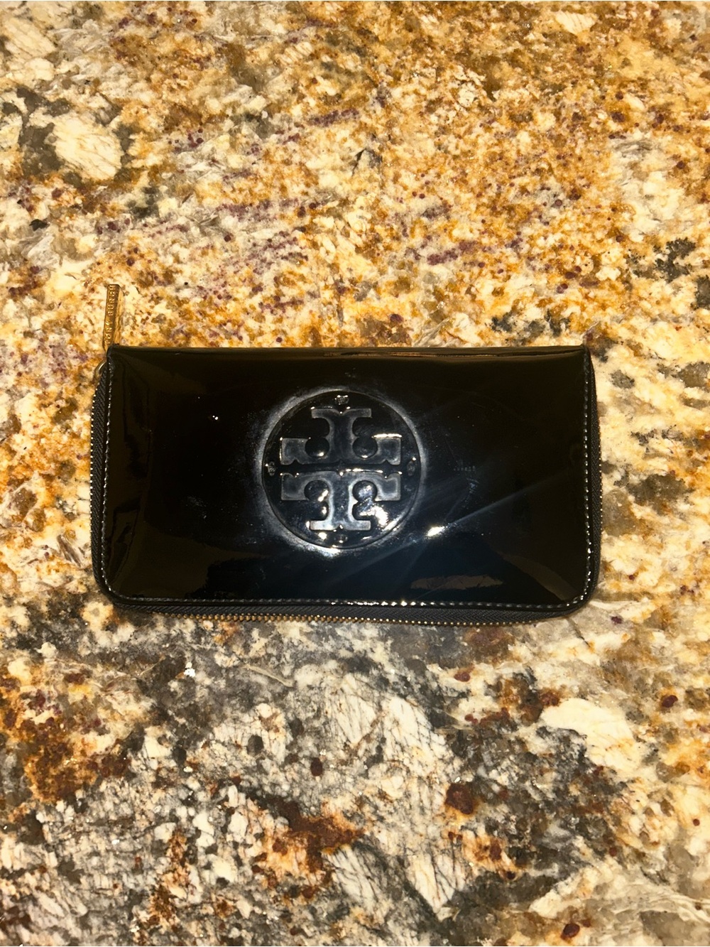 Black patent leather Tory Burch wallet